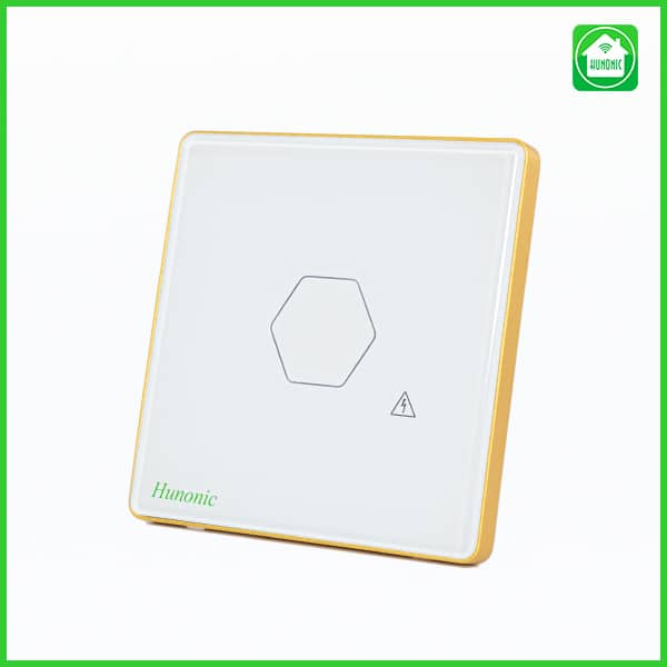 Công Tắc Cảm Ứng Hunonic Luxury Hình Vuông Viền Vàng